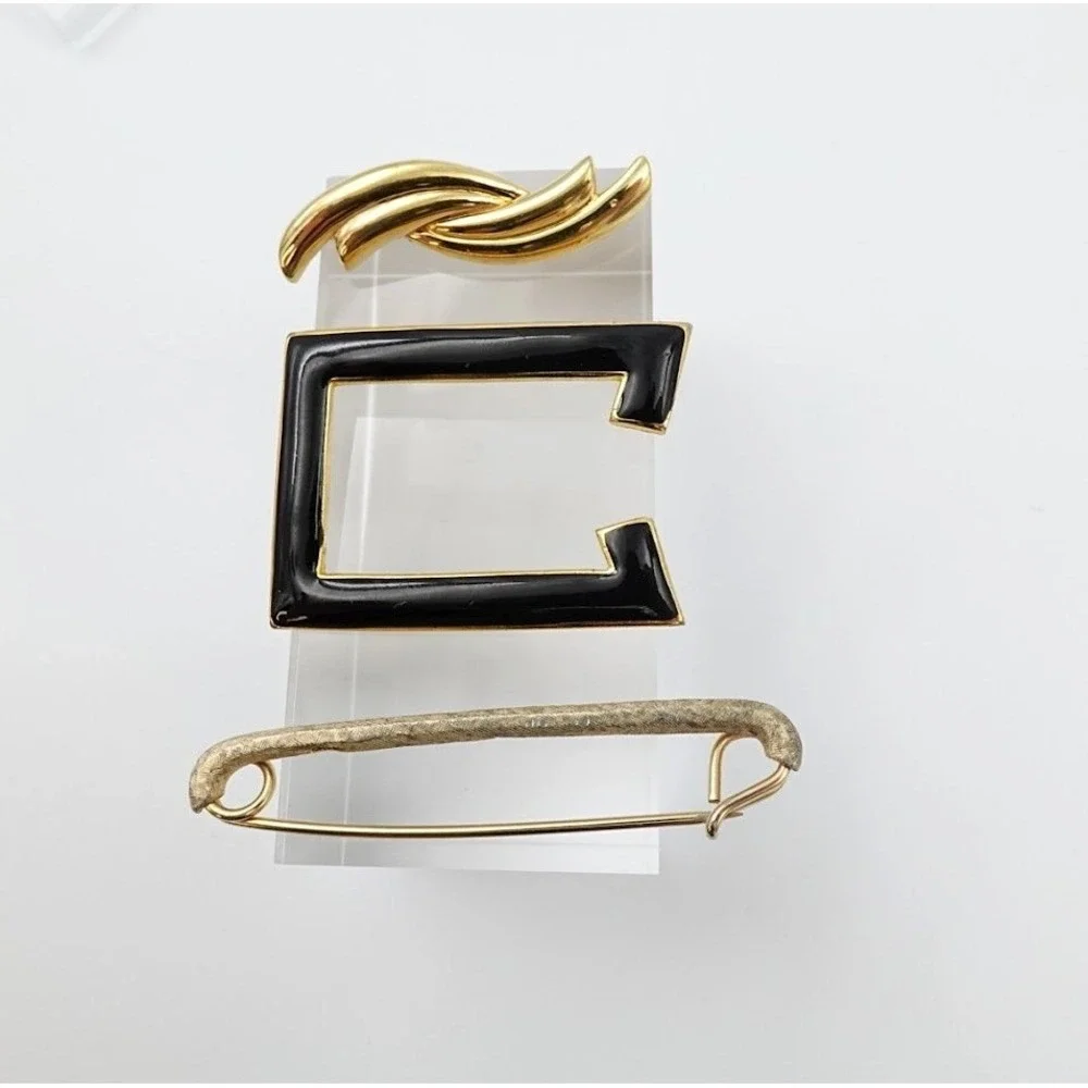 Vintage Gold Tone Brooch Lot of 6 Geometric Abstract Minimalist